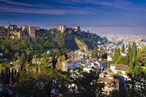 Andalusian Prints: Spain, Andalucia, Granada Province, Granada, Alhambra from Sacromonte Hill