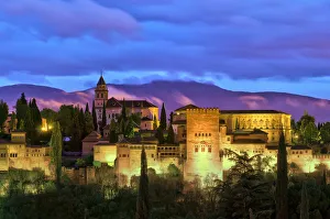 Andalusian Prints: Spain, Andalucia, Granada Province, Granada, Alhambra from Sacromonte Hill