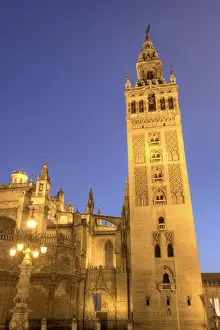 Andalucian Prints: Spain, Andalucia, Sevilla, Cathedral and Giralda Tower