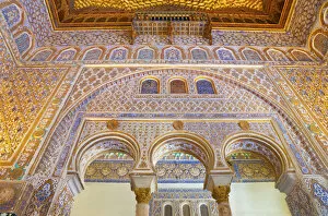 Images Dated 30th September 2011: Spain, Andalucia, Seville, Alcazar, ceiling in Ambassadors Hall (Salon