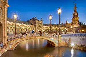 Spain, Andalucia, Seville. The Plaza De Espana in Maria Luisa Park