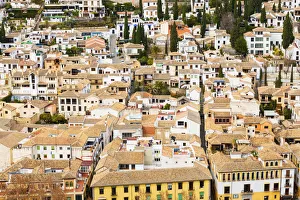 Alhambra Prints: Spain, Andalusia, Granada, Alhambra, Rooftops of the old town