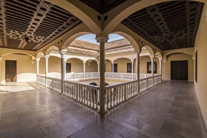 Spain, Andalusia, Malaga, View of first floor of the Picasso Museums courtyard