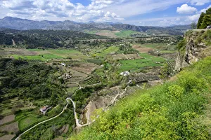 Ronda Prints: Spain, Andalusia, Ronda view over hilly landscape