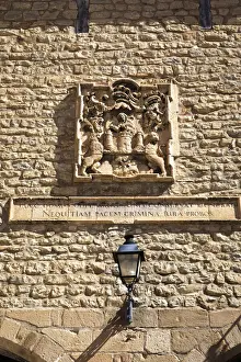 Teruel Prints: Spain, Aragon, Cantavieja, High relief decoration on the faazade of the town hall