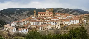 Spain, Aragon, Linares de Mora, Panoramic view of Linares de Mora