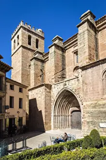 Teruel Prints: Spain, Aragon, Mora de Rubielos, St Marys church in the main square of the village