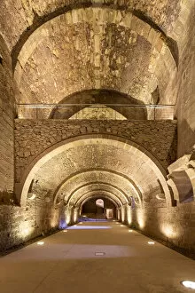 Images Dated 1st October 2020: Spain, Aragon, Mora de Rubielos, Underground floors of the Mora de Rubielos Castle