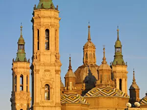 Images Dated 30th September 2013: Spain, Aragon Region, Zaragoza, Basilica del Pilar, Close-up of spires