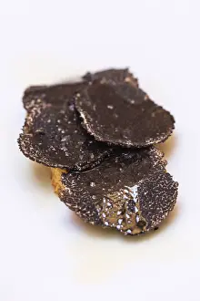 Aragon Prints: Spain, Aragon, Rubielos de Mora, Toasted bread with black truffle