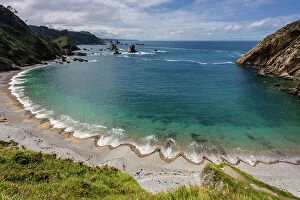 Images Dated 31st May 2023: Spain, Asturias, Playa del Silencio, beach near Castaneras village