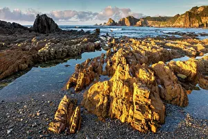 Images Dated 31st May 2023: Spain, Asturias, Playa de la Gueirua, beach near Gueirua village