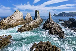 Images Dated 31st May 2023: Spain, Asturias, Playa de la Gueirua, beach near Gueirua village