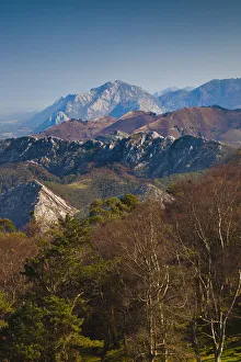 Spain, Asturias Region, Asturias Province, Mirador del Fito, elevated view of