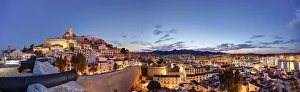 Spain, Balearic Islands, Ibiza, view of Ibiza old town (UNESCO site), and Dalt Vila