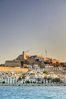 Spain, Balearic Islands, Ibiza, view of Ibiza old town (UNESCO site), and Dalt Vila