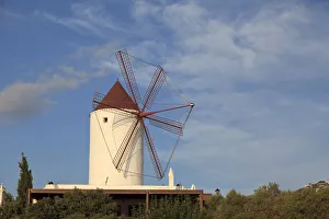 Spain, Balearic Islands, Menorca, Es Mercadal Historic Village, Old windmill