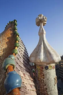 Images Dated 16th June 2011: Spain, Barcelona, Casa Batllo, Roof Architecture