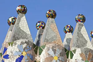 Images Dated 16th June 2011: Spain, Barcelona, Casa Batllo, The Rooftop Chimneys