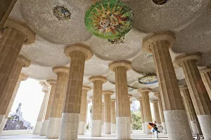 Images Dated 16th June 2011: Spain, Barcelona, Guell Park, Hall of Columns
