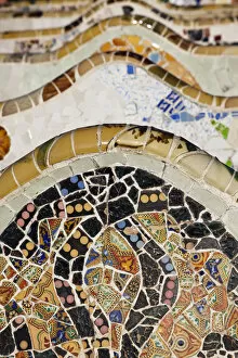 Images Dated 16th June 2011: Spain, Barcelona, Guell Park, Mosaic detail of the Terrace Seats