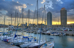 Port Olimpic Prints: Spain, Barcelona, Port Olimpic