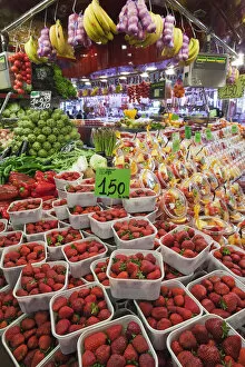Images Dated 16th June 2011: Spain, Barcelona, The Ramblas, La Boqueria Market, Fruit Stall Display