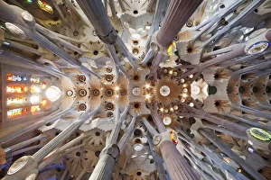 Spain, Barcelona, Sagrada Familia, Interior