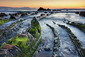 Images Dated 31st May 2023: Spain, Basque Country, Beach near Barrika village, Flysch rock