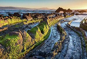 Images Dated 31st May 2023: Spain, Basque Country, Beach near Barrika village, Flysch rock