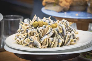 Spain, Basque Country, San Sebastian (Donostia). Traditional Pinchos (Pintxos) snacks