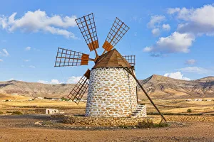 Images Dated 24th March 2020: Spain, Canary Islands, Fuerteventura, Molino de Tefia, traditional windmill in Tefia