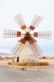 Energy Prints: Spain, Canary Islands, Fuerteventura, Molino de Tefia, traditional windmill in Tefia