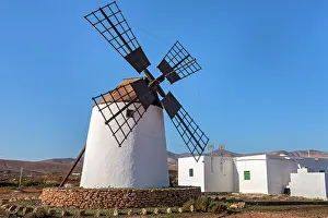 Images Dated 8th August 2022: Spain, Canary Islands, Fuerteventura, Molino de Llanos de la Conception, windmill