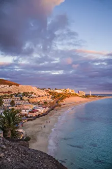 Spain, Canary Islands, Fuerteventura Island, Morro Jable, high angle view of Playa