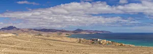Spain, Canary Islands, Fuerteventura Island, Costa Calma, high angle view of beach