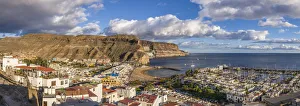 Spain, Canary Islands, Gran Canaria Island, Puerto de Mogan, high angle view of marina