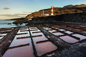 Images Dated 8th August 2022: Spain, Canary Islands, La Palma, Salinas de Fuencaliente salt pans