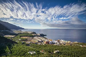Images Dated 25th September 2019: Spain, Canary Islands, La Palma Island, Puerto Naos, elevated resort town view