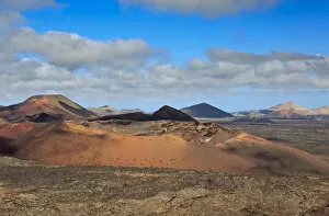 Images Dated 6th July 2012: Spain, Canary Islands, Lanzarote, Timanfaya National Park, Volcanic Craters