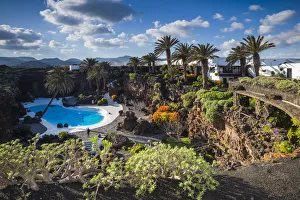 Spain, Canary Islands, Lanzarote, Jameos del Agua, complex inside old lava tube, designed