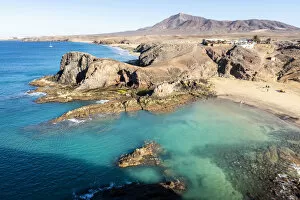 Spain, Canary islands, Lanzarote island. Wild Papayago beach around the Cape
