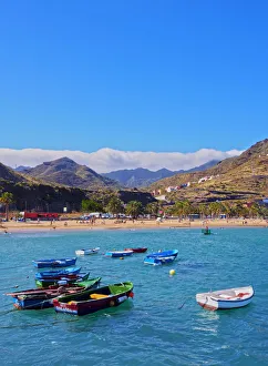Spain, Canary Islands, Tenerife, Santa Cruz de Tenerife, San Andres, Colourful Boats