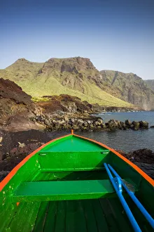 Punta De Teno Prints: Spain, Canary Islands, Tenerife, Punta de Teno, fishing boats and coastal landscape
