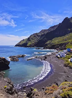Spain, Canary Islands, Tenerife, Anaga Rural Park, View of the Roque Bermejo Beach