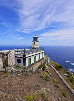 Spain, Canary Islands, Tenerife, Anaga Rural Park, View of the lighthouse Faro de