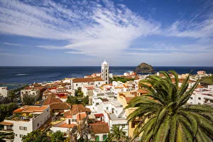 Images Dated 25th September 2019: Spain, Canary Islands, Tenerife Island, Garachico, elevated town view with the Iglesia de