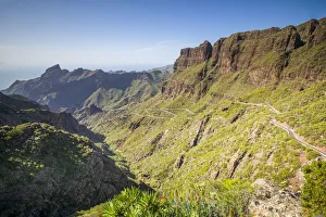 Spain, Canary Islands, Tenerife Island, Masca, elevated view of highway TF 436