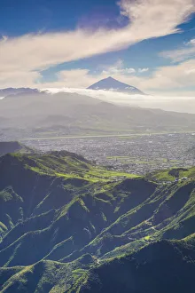 Spain, Canary Islands, Tenerife Island, Los Mercedes, elevated view of El Teide Mountain