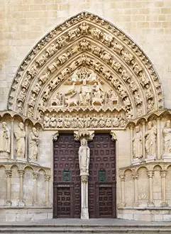 Central Spain Prints: Spain, Castile and Doorway of Saint Mary of Burgos cathedral, UNESCO World Heritage site